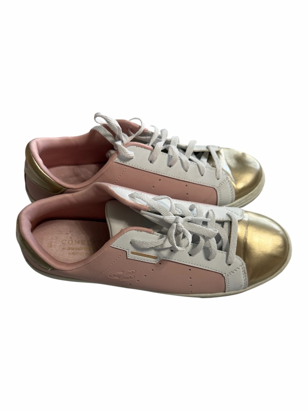 Skechers Women's Pink White and Gold Low-Top Sneakers